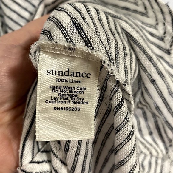 Sundance Mary Kate Black White Striped LinenTop Size Medium - Picture 5 of 8